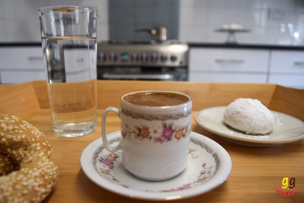 greek cypriot coffee in a traditional greek coffee cup